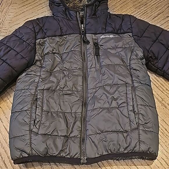 Reversible hooded puffer jacket size 5-6 Eddie Bauer - Picture 2 of 10
